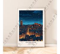 Edimburgo Scozia Illustrazione Stampa da Viaggio Poster Muro Decorazione Regalo