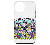 Edimburgo, Tartan, gatti di Scozia, cartone animato illustrato Custodia per iPhone 12 mini