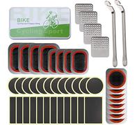 EDIONS Toppa per pneumatici da bicicletta, kit di riparazione per pneumatici da bicicletta, con toppe autoadesive senza colla, toppe vulcanizzanti, raspa in metallo per bicicletta, moto