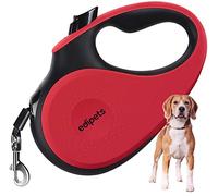 Edipets, Guinzaglio per cani estensibile, retrattile, 5 metri, 360°, senza grovigli, nastro in nylon per addestramento e passeggiata, per cani di taglia grande media e piccola (< 50 kg, rosso)