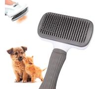 Edipets, Spazzola per Cani, Gatti, Cardatore, Pelo Lungo, Autopulente, Toelettatura, Setole in Acciaio e Silicone, Rimuovi Peli Morti, Ergonomica (Grigio)