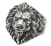 EdirFtra Anello da Uomo Testa di Leone con Apertura Regolabile - Vintage Heavy Metal Rock Punk Gothic Style Finger Jewelry, Un Regalo per Tuo Padre