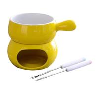 EdirFtra Set in ceramica per fonduta di formaggio al cioccolato, set di candele per la casa, 300 ml con 2 forchette, vaschetta per fonduta di cioccolato al burro in ceramica, B