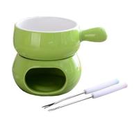 EdirFtra Set in ceramica per fonduta di formaggio al cioccolato, set di candele per la casa, 300 ml con 2 forchette, vaso per fonduta di cioccolato e burro in ceramica, C