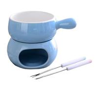 EdirFtra Set in ceramica per fonduta di formaggio al cioccolato, set di candele per la casa, 300 ml con 2 forchette, vaschetta per fonduta di cioccolato al burro in ceramica, A