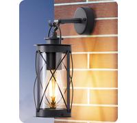 EDISHINE Applique da Parete con Telaio in Alluminio, Impermeabile IP44, Attacco E27, Installazione Facile, Stile Vintage, Applique da Esterno Ideale per Giardino, Patio e Terrazza, Antracite