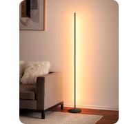 EDISHINE Lampada da Terra a LED Dimmerabile in Continuo, Luce Bianca Calda 3000K, Lampada da Terra Angolare con Interruttore a Pedale, Lampada d'Atmosfera Moderna per Camera, Soggiorno, Nero
