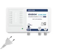 EDISION CAM-100 Amplificatore Antenna TV, Centrale Banda Larga, 1UHF, 18-34db Regolabile, 115dBmV, per Digitale Terrestre DVB-T/T2, con filtro 5G LTE, UHF 470-694Mhz