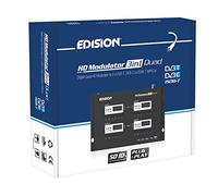 EDISION HDMI Modulator 3in1 Quad, Modulatore RF 4xHDMI su terrestre DVB-T, ISDB-T o cavo DVB-C MPEG4, 3 SEGNALI di modulazione SELEZIONABILI, distribuzione FHD su Cavo Coassiale, Plug and Play, nero