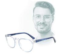 Edison & King Occhiali da lettura uomo - anti luce blu - Lenti Premium - „Timeless“. (Trasparente-Blu, +1.50 dpt)