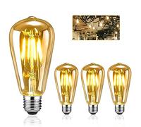 Edison Lampadina LED E27 Filamento Vintage a Incandescenza 4W ST64 Luce Retro, Stile Industriale, Bianco Caldo, Decorativa 3 Pezzi
