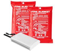 Editbar 2 coperte antincendio 100 × 100 cm - resistente al calore, difficili da infiammare, da cucina, coperta antincendio DIN EN 1869:2019, testata in fibra di vetro, per casa, cucina, auto e