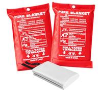 Editbar 2 coperte antincendio 120 × 120 cm - resistente al calore, difficili da infiammare, da cucina, coperta antincendio DIN EN 1869:2019, testata in fibra di vetro, per casa, cucina, auto e