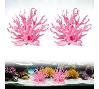 Editbar 2 pezzi decorazione per acquario, corallo artificiale, gamberetti, acquario e pianta d'acquario, accessorio per paesaggistica, paesaggio acquatico, decorazione micromodello (rosa)