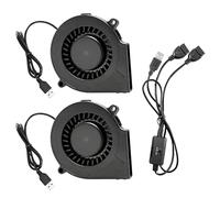 Editbar 2 ventole radiali USB da 75 mm, 5 V, 75 mm × 15 mm, ventola di raffreddamento con 3 regolabili per elettrodomestici, ventola per ventilazione, sostituzione della ventola, barbecue camino, per