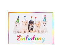 Edition Colibri 10 biglietti d'invito per feste - Cani: inviti di compleanno con cani giovani/cuccioli per compleanni di ragazze e ragazzi (11077DE)