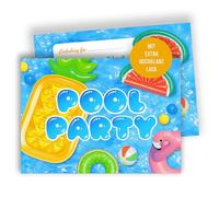 Edition Colibri 10 biglietti d'invito per il compleanno dei bambini, formato A6, inviti per feste in piscina, design estivo con materassi ad aria e pallanuoto, colorati e divertenti