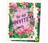 Edition Colibri 10 inviti in francese ALOHA Festa con fenicottero rosa: confezione da 10 biglietti d'invito per un compleanno di ragazze o feste in giardino (11143)