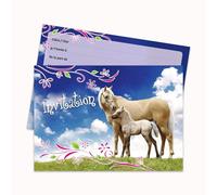 Edition Colibrì 10 inviti in francese Cavalli, graziosi, illustrati, con cavalli, per un compleanno di bambina (10780 FR)