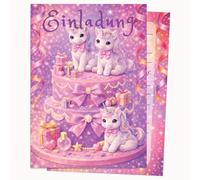 Edition Colibri Biglietto di compleanno - invito torta rosa | Set di 10 biglietti piatti (A6) - retro da scrivere