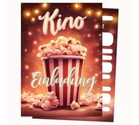 Edition Colibri Biglietto di invito di compleanno - Invito cinema con popcorn | Set di 10 biglietti piatti (A6) - Retro per scrivere