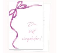 Edition Colibri Biglietto di invito di compleanno - motivo fiocco colorato rosa | Set di 10 biglietti piatti (A6) - retro da scrivere