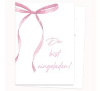 Edition Colibri Biglietto di invito di compleanno - motivo nastri rosa | Set di 10 biglietti piatti (A6) - retro da scrivere