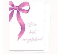 Edition Colibri Biglietto d'invito di compleanno - motivo fiocco rosa | Set di 10 biglietti piatti (A6) - retro da scrivere