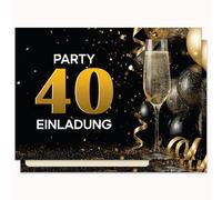 Edition Colibri Biglietto d'invito di compleanno - Motivo nero per feste con bicchieri | Set di 10 biglietti piatti (A6) - retro per scrivere