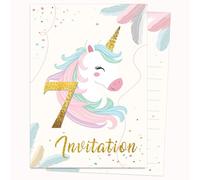 Edition Colibri Biglietto d'invito di compleanno - Unicorni dorati e rosa, confezione da 10 biglietti piatti (A6) - retro da scrivere
