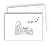 Edition Colibri Cartoline di Roma - Line Art Minimalista con il Colosseo - Ciao | Set di 10 cartoline piatte (A6) - Retro scrivibile