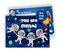 Edition Colibri Inviti di compleanno spaziali, 10 biglietti da compilare per bambini, divertenti inviti per feste con astronauti e pianeti, tema galassia, per ragazzi e ragazze