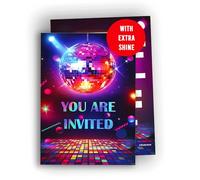 Edition Colibri Inviti per feste di compleanno per bambini, tema discoteca, set di 10 biglietti A6, inviti per feste anni '80 e '90, divertenti biglietti di compleanno per bambini