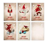 Edition Colibri Set di 25 etichette regalo in stile natalizio, da 52 x 74 mm, con scritta in lingua inglese e 5 divertenti motivi di Babbo Natale, 5 pezzi ciascuno, etichette da appendere, in set da 3