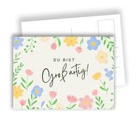 Edition Colibri Set di cartoline floreali ad acquerello - Sei fantastico! | Set di 10 biglietti piatti (A6) - retro per scrivere