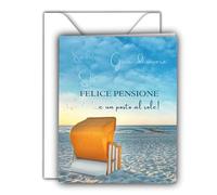 Edition Colibri - UN POSTO AL SOLE - Biglietto di Pensionamento XL (A4) - Biglietto di Addio e Congratulazioni per la Pensione - Con Busta