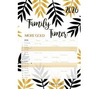 Edition Seidel Agenda Familiare Premium More Gold XL 2026 formato DIN A3 calendario da parete planner famiglia 5 colonne organizzazione scuola lavoro appuntamenti menu attività