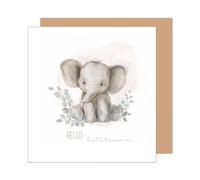 Edition Seidel Biglietto d'auguri quadrato Premium busta. Biglietto di auguri per bebè billet hello little one baby child boy girl elephant (EQ107 SW024)