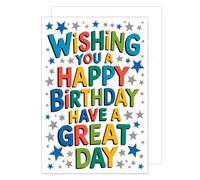 Edition Seidel Biglietto di auguri di compleanno con busta, biglietto di auguri di compleanno Happy Birthday, uomo, donna, amico, stelle, colorato (G3790 SW025)