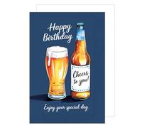 Edition Seidel Biglietto di auguri di compleanno con busta, biglietto di auguri di compleanno Happy Birthday, uomo, donna, fidanzato, birra, bicchiere di birra (G3791 SW025)