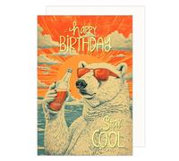 Edition Seidel Biglietto di auguri di compleanno con busta. Happy Birthday stay cool Billet per moglie marito fidanzata orso polare arancione (G3550 SW024)