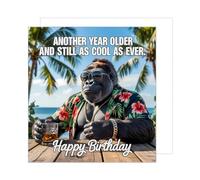 Edition Seidel Biglietto di auguri di compleanno quadrato con busta. Biglietto di auguri per compleanno Happy Birthday con testo in inglese Gorilla Cool Fun Humor (GQ437 SW025)