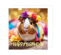 Edition Seidel Biglietto di auguri di compleanno quadrato con busta. Happy Birthday Billet animal card uomo donna porcellini d'India dolce (GQ170 SW024)