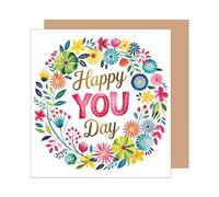 Edition Seidel Biglietto di auguri di compleanno quadrato di alta qualità con busta. Biglietto di auguri per compleanno Happy Birthday con testo in inglese per uomo donna e fiori (GQ456 SW025)