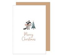 Edition Seidel Biglietto di auguri di Natale di alta qualità, con busta, biglietto di auguri di Natale, in inglese, per donna e uomo, retrò, con scritta "Merry Christmas Xmas Procione (W1068 SW025)