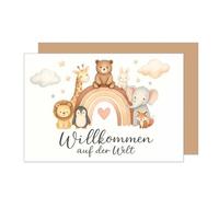 Edition Seidel Biglietto di auguri per nascita, con busta, biglietto di auguri per bambini, con scritta "Benvenuto al mondo" (E308 SW025)