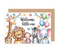 Edition Seidel Biglietto di auguri per nascita, con busta, biglietto di auguri per bambini, con testo in inglese Welcome, ragazzo e bambina (E305 SW025)