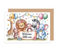 Edition Seidel Biglietto di auguri per nascita, con busta, biglietto di auguri per bambini, con testo in inglese Welcome Boy Girl Baby Baby (E304 SW025)