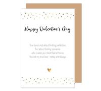 Edition Seidel Biglietto di auguri per San Valentino con busta, biglietto di auguri con scritta in inglese True love message oro coriandoli elegante per marito, moglie, fidanzato, fidanzata e amore