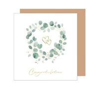 Edition Seidel Biglietto di auguri quadrato di alta qualità per matrimonio con busta. Just Married Mr. & Mrs. Eucalipto (HQ103 SW025)